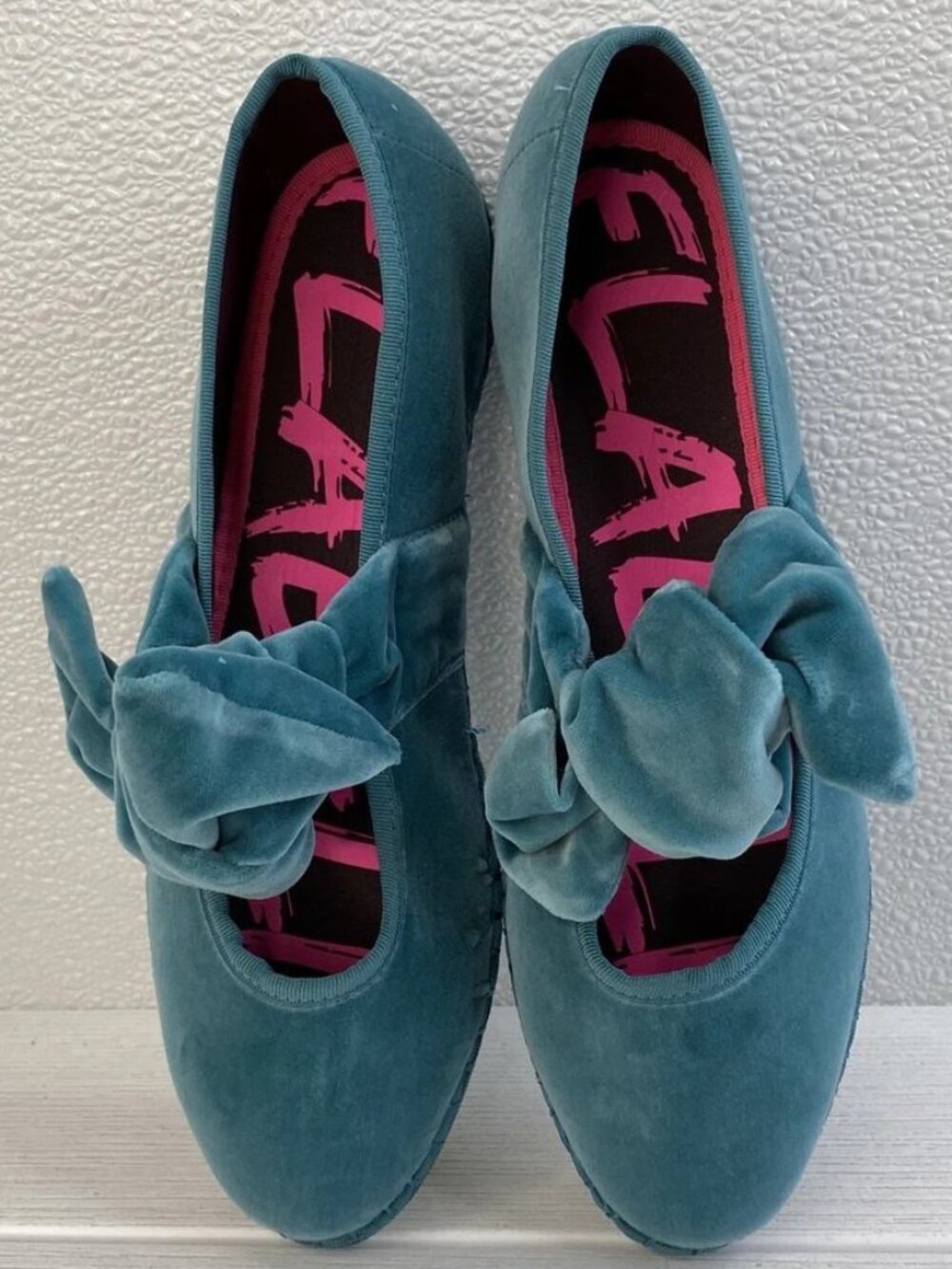 Flabelus Lady Lyra Women's Size US9-9.5 EU40 Velvet Teal Green Casual Bow Flats